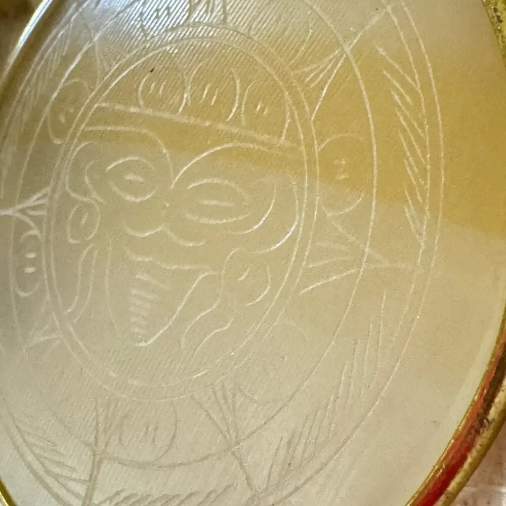 Vintage Carved Aztec Sundial Pendant Mexican Sun White Agate Etched Necklace